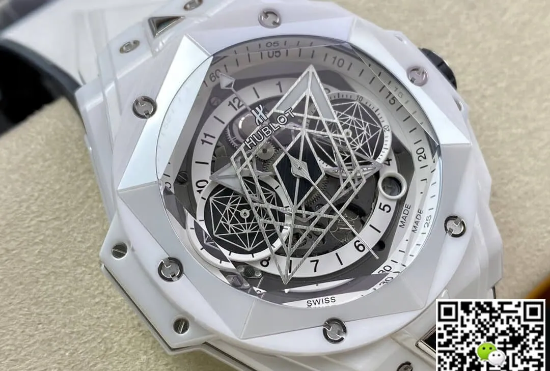 Hublot Big Bang Sang Bleu II 418.HX.2001.RX.MXM21 BB Factory 1:1 Best Edition Replica Watch White Strap